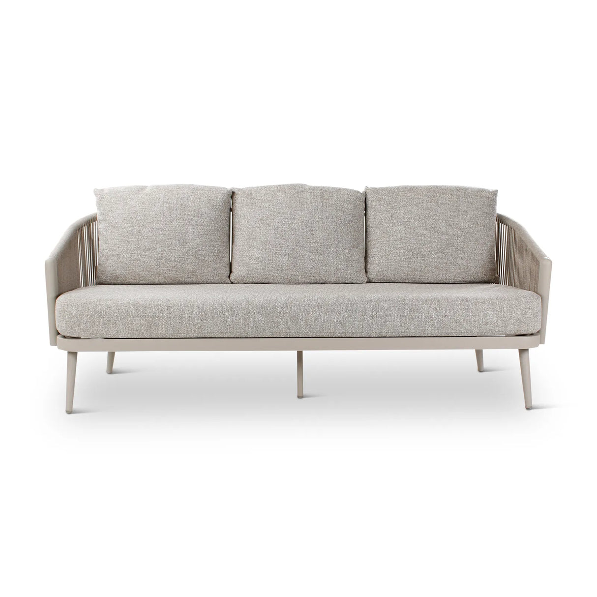 3-Sitzer Gartensofa Mikos aus Aluminium mit graufarbenen Kissen, 203x81x78 cm - ZEN ZONE Furniture