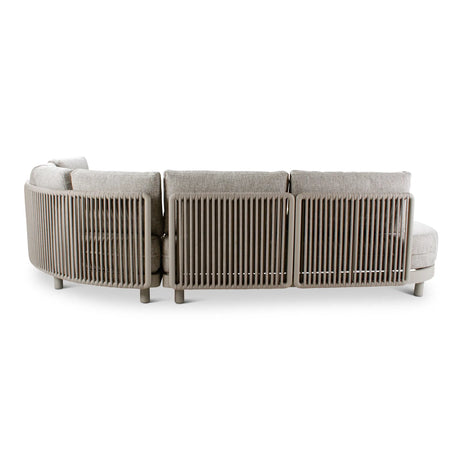 5-Sitzer-Gartensofa Dubai aus Aluminium mit steinfarbenen Kissen aus Outdoor-Stoff, 340x265x71 - ZEN ZONE Furniture