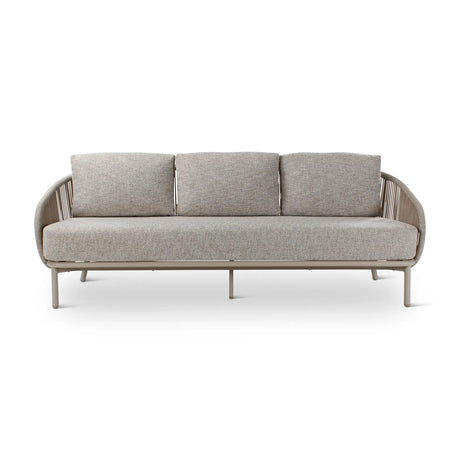 3-Sitzer Gartensofa Ariba aus Aluminium mit steinfarbenen Kissen, 220x79x75 cm - ZEN ZONE Furniture
