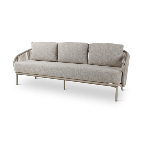 3-Sitzer Gartensofa Ariba aus Aluminium mit steinfarbenen Kissen, 220x79x75 cm - ZEN ZONE Furniture