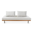 2-Sitzer Gartensofa Emilio aus Teakholz mit muschelfarbenen Kissen aus Outdoor-Stoff, 190x95x69 cm - ZEN ZONE Furniture