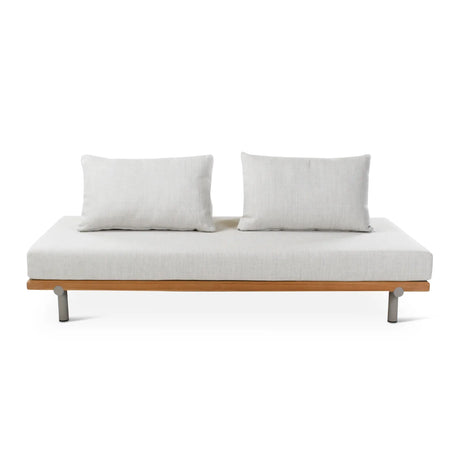 2-Sitzer Gartensofa Emilio aus Teakholz mit muschelfarbenen Kissen aus Outdoor-Stoff, 190x95x69 cm - ZEN ZONE Furniture