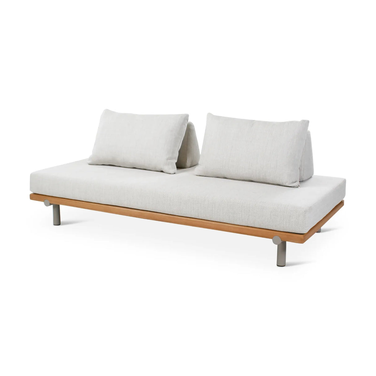 2-Sitzer Gartensofa Emilio aus Teakholz mit muschelfarbenen Kissen aus Outdoor-Stoff, 190x95x69 cm - ZEN ZONE Furniture