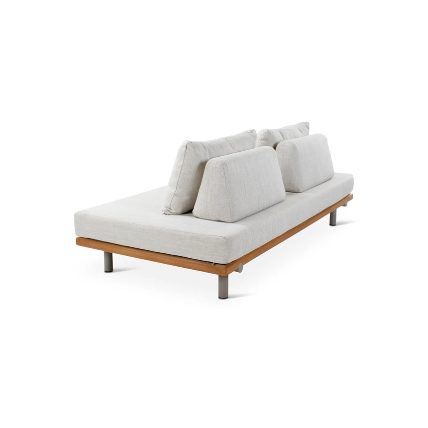 2-Sitzer Gartensofa Emilio aus Teakholz mit muschelfarbenen Kissen aus Outdoor-Stoff, 190x95x69 cm - ZEN ZONE Furniture