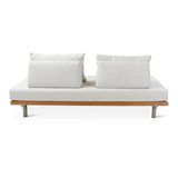 2-Sitzer Gartensofa Emilio aus Teakholz mit muschelfarbenen Kissen aus Outdoor-Stoff, 190x95x69 cm - ZEN ZONE Furniture