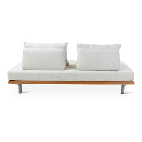 2-Sitzer Gartensofa Emilio aus Teakholz mit muschelfarbenen Kissen aus Outdoor-Stoff, 190x95x69 cm - ZEN ZONE Furniture