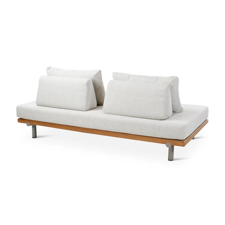 2-Sitzer Gartensofa Emilio aus Teakholz mit muschelfarbenen Kissen aus Outdoor-Stoff, 190x95x69 cm - ZEN ZONE Furniture