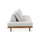 2-Sitzer Gartensofa Emilio aus Teakholz mit muschelfarbenen Kissen aus Outdoor-Stoff, 190x95x69 cm - ZEN ZONE Furniture