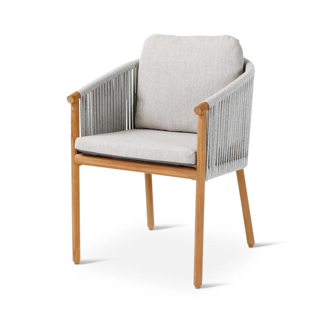 Gartenstuhl Romeo aus Teakholz mit wolkenfarbenen Kissen - ZEN ZONE Furniture