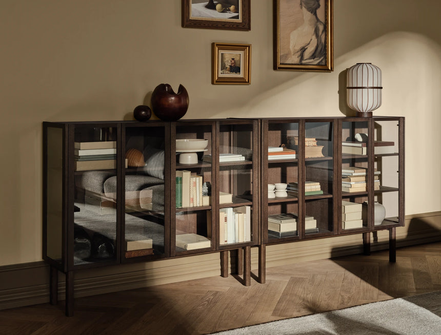 Cana Glas-Highboard mit 4 Türen, aus Eiche, geölt