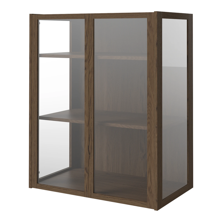 Cana Glas-Highboard mit 2 Türen, wandhängend, aus Eiche, geölt