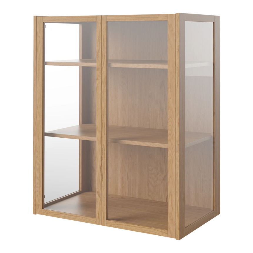 Cana Glas-Highboard mit 2 Türen, wandhängend, aus Eiche, geölt