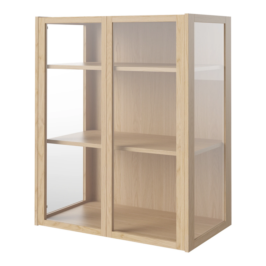 Cana Glas-Highboard mit 2 Türen, wandhängend, aus Eiche, geölt