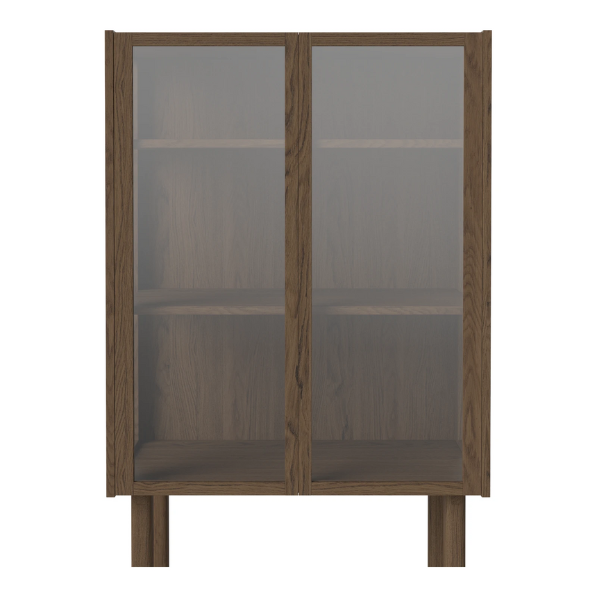 Cana Glas-Highboard mit 2 Türen, aus Eiche, geölt