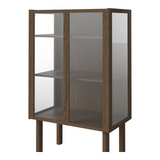 Cana Glas-Highboard mit 2 Türen, aus Eiche, geölt