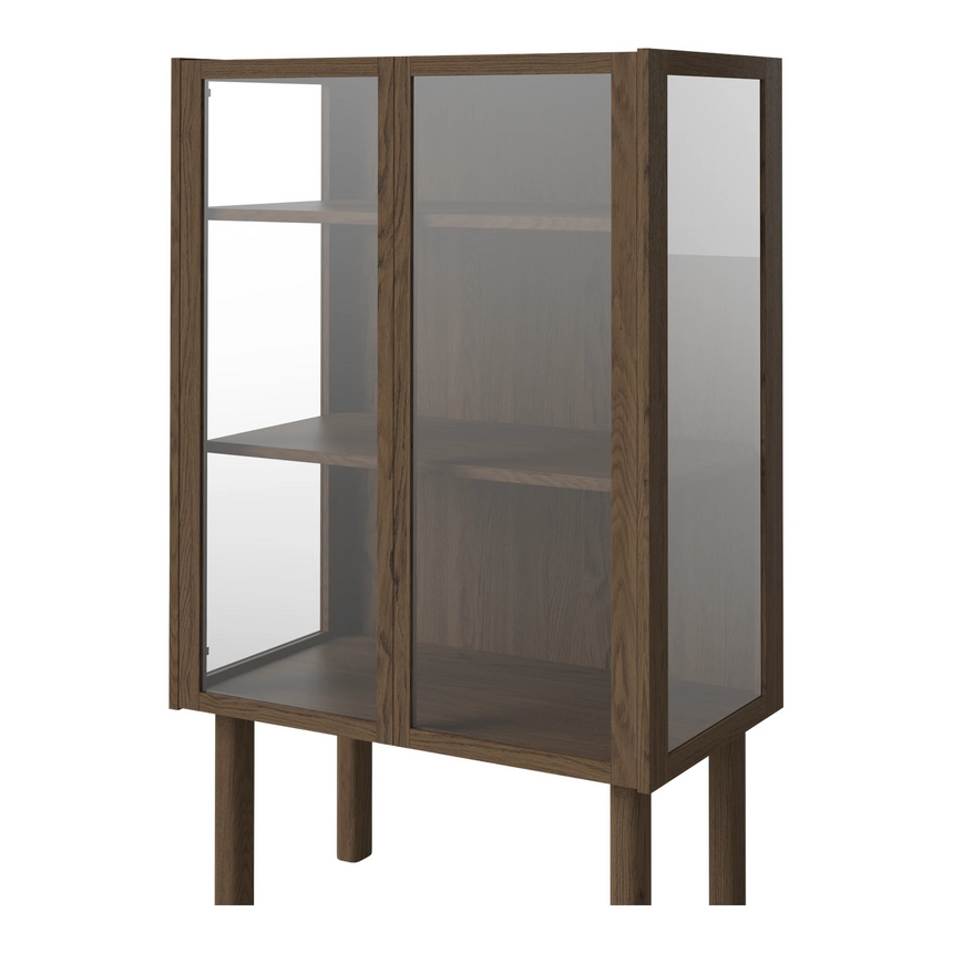Cana Glas-Highboard mit 2 Türen, aus Eiche, geölt