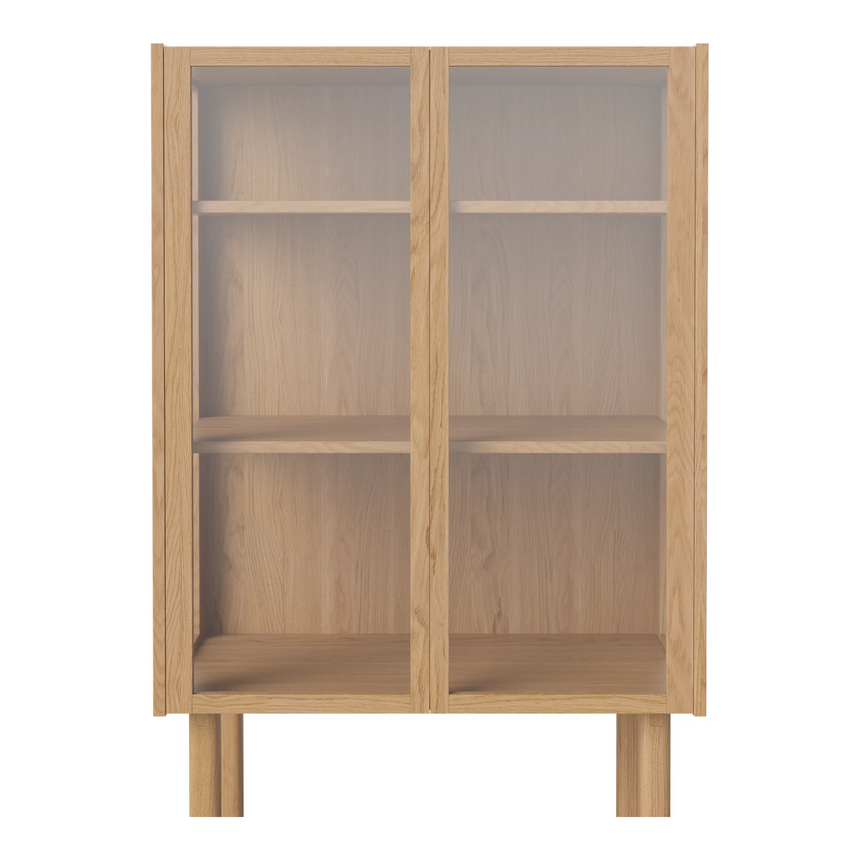 Cana Glas-Highboard mit 2 Türen, aus Eiche, geölt