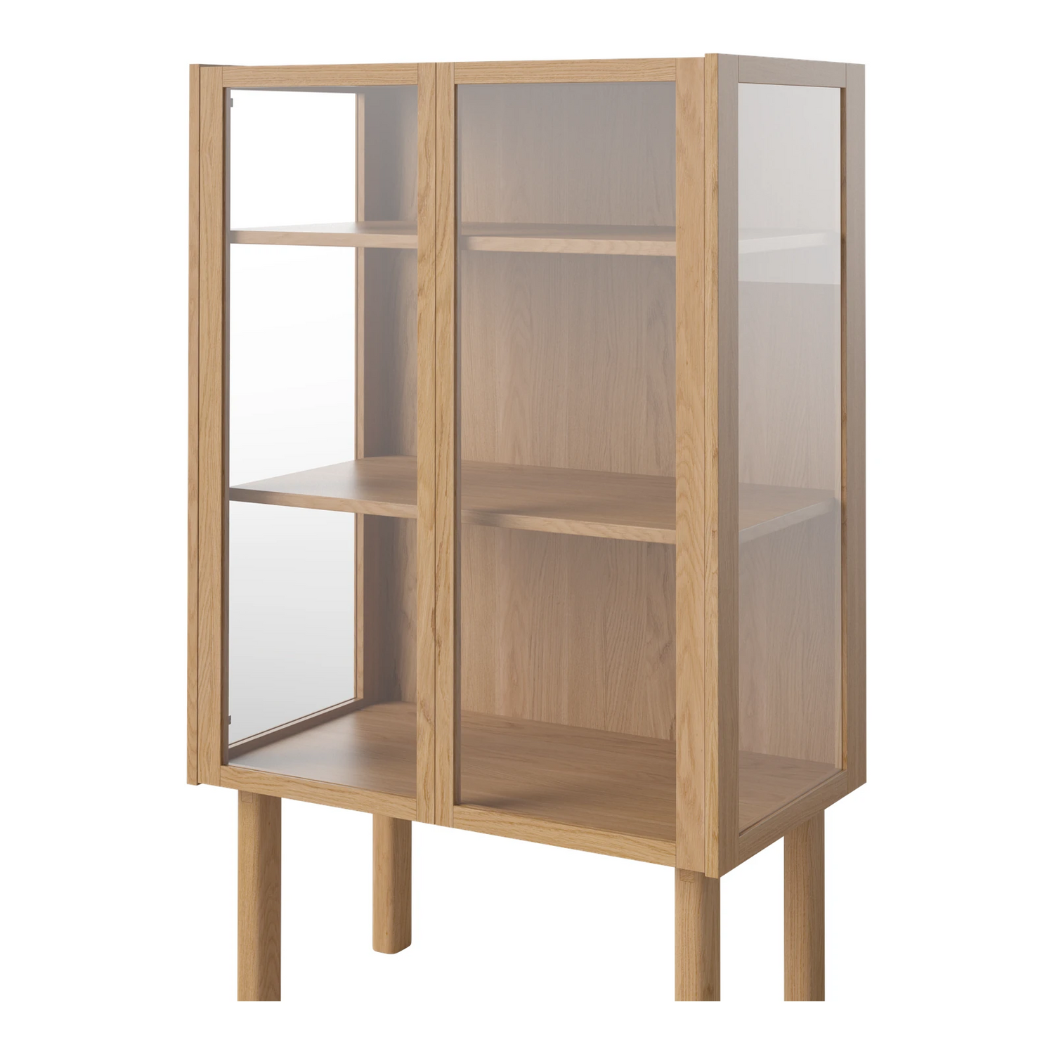 Cana Glas-Highboard mit 2 Türen, aus Eiche, geölt