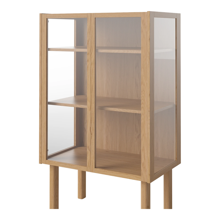 Cana Glas-Highboard mit 2 Türen, aus Eiche, geölt