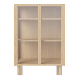 Cana Glas-Highboard mit 2 Türen, aus Eiche, geölt