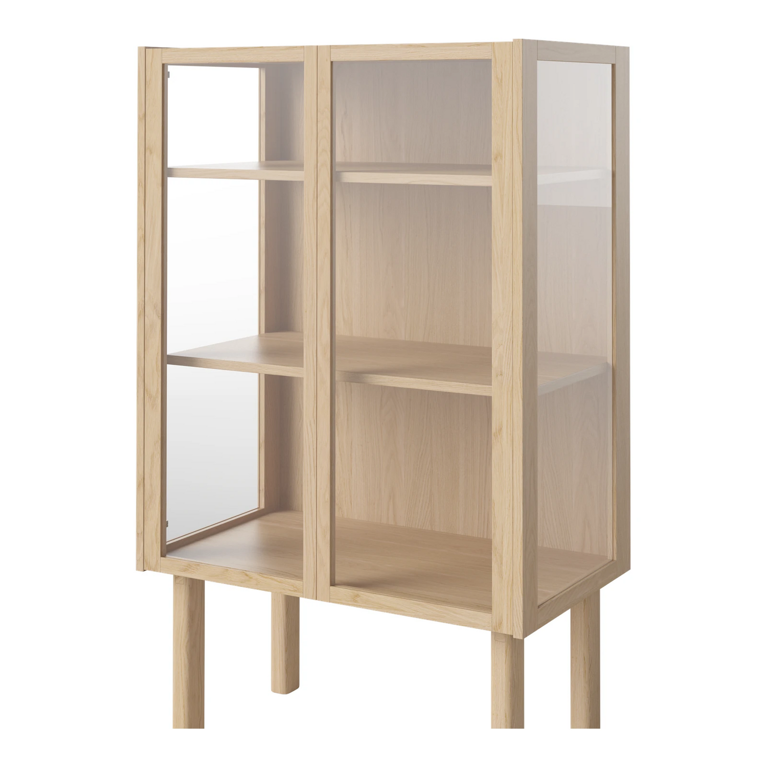 Cana Glas-Highboard mit 2 Türen, aus Eiche, geölt