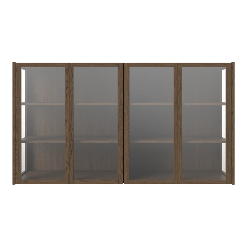 Cana Glas-Highboard mit 4 Türen, wandhängend, aus Eiche, geölt