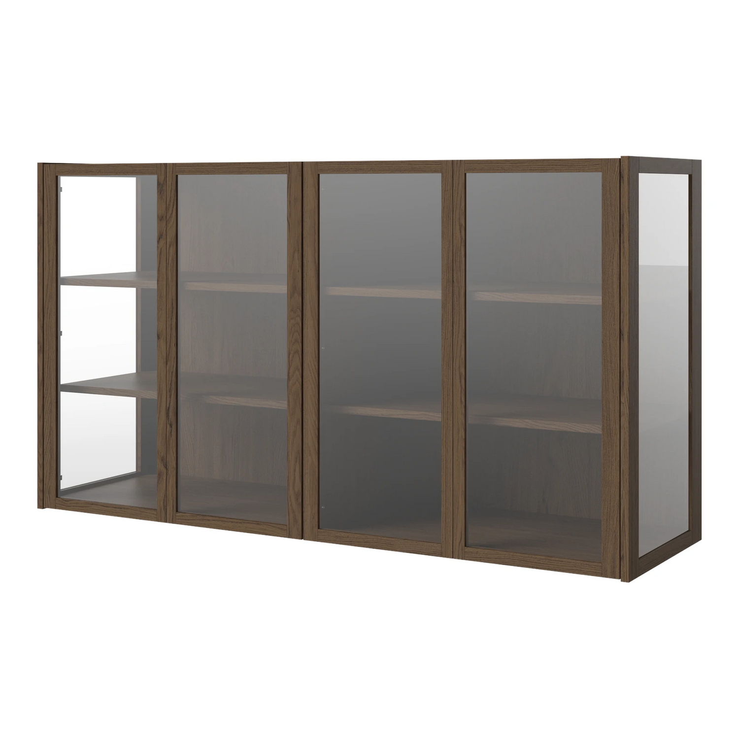 Cana Glas-Highboard mit 4 Türen, wandhängend, aus Eiche, geölt