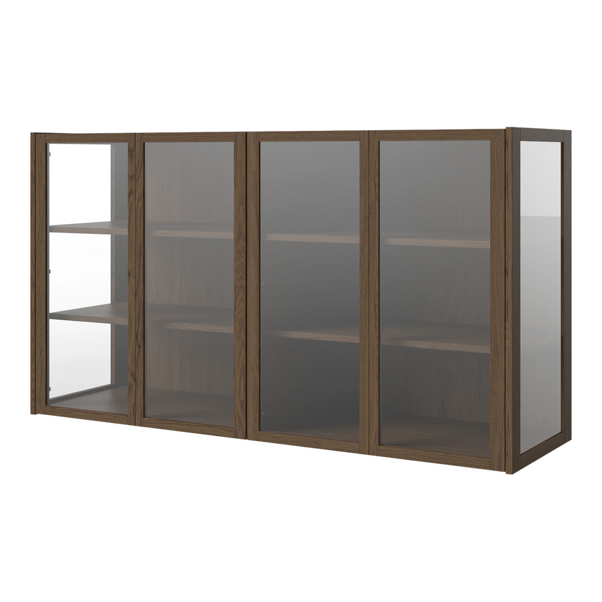 Cana Glas-Highboard mit 4 Türen, wandhängend, aus Eiche, geölt