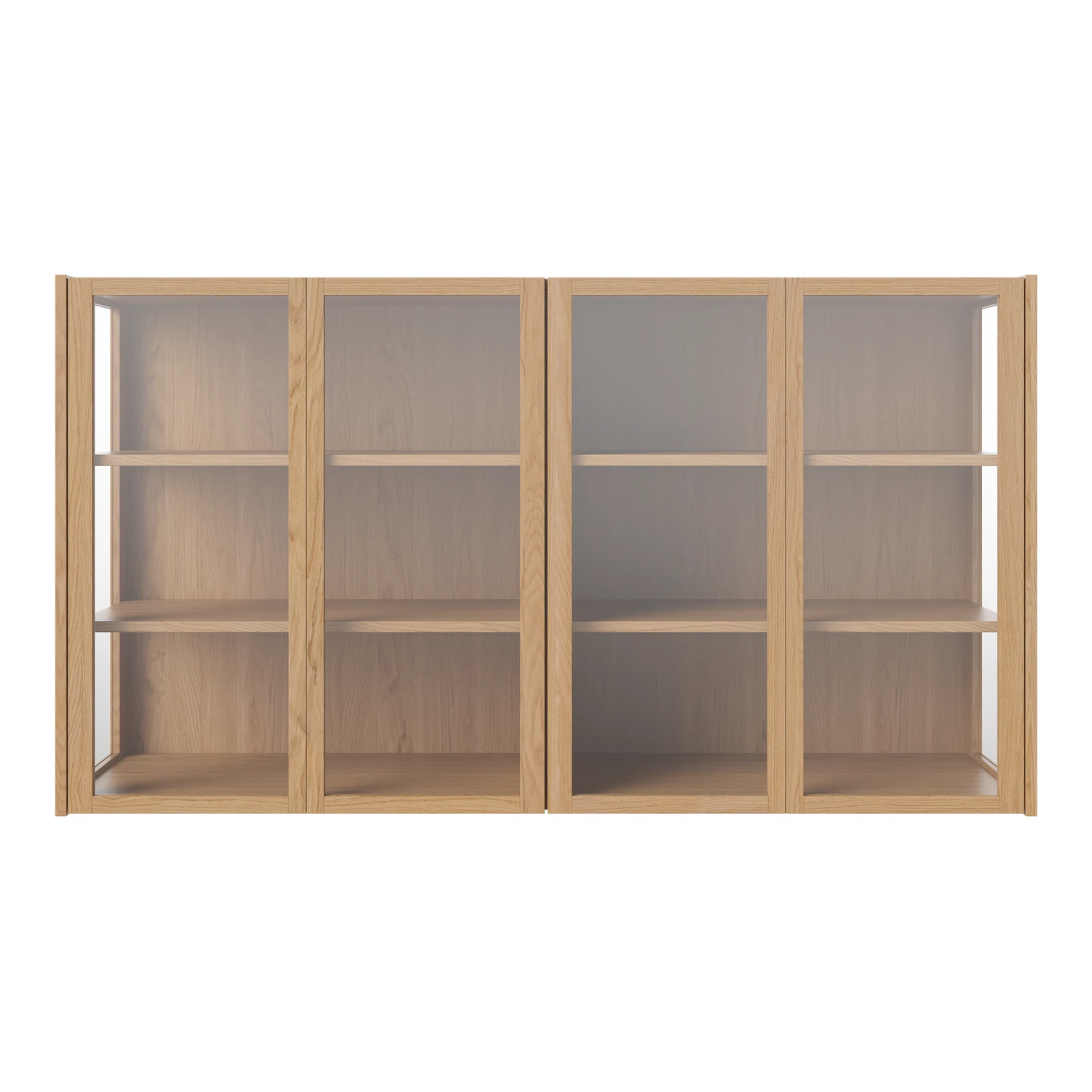 Cana Glas-Highboard mit 4 Türen, wandhängend, aus Eiche, geölt
