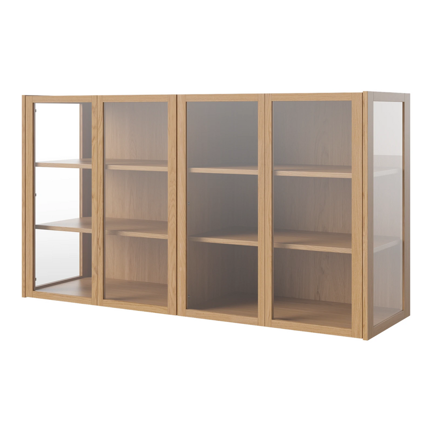 Cana Glas-Highboard mit 4 Türen, wandhängend, aus Eiche, geölt