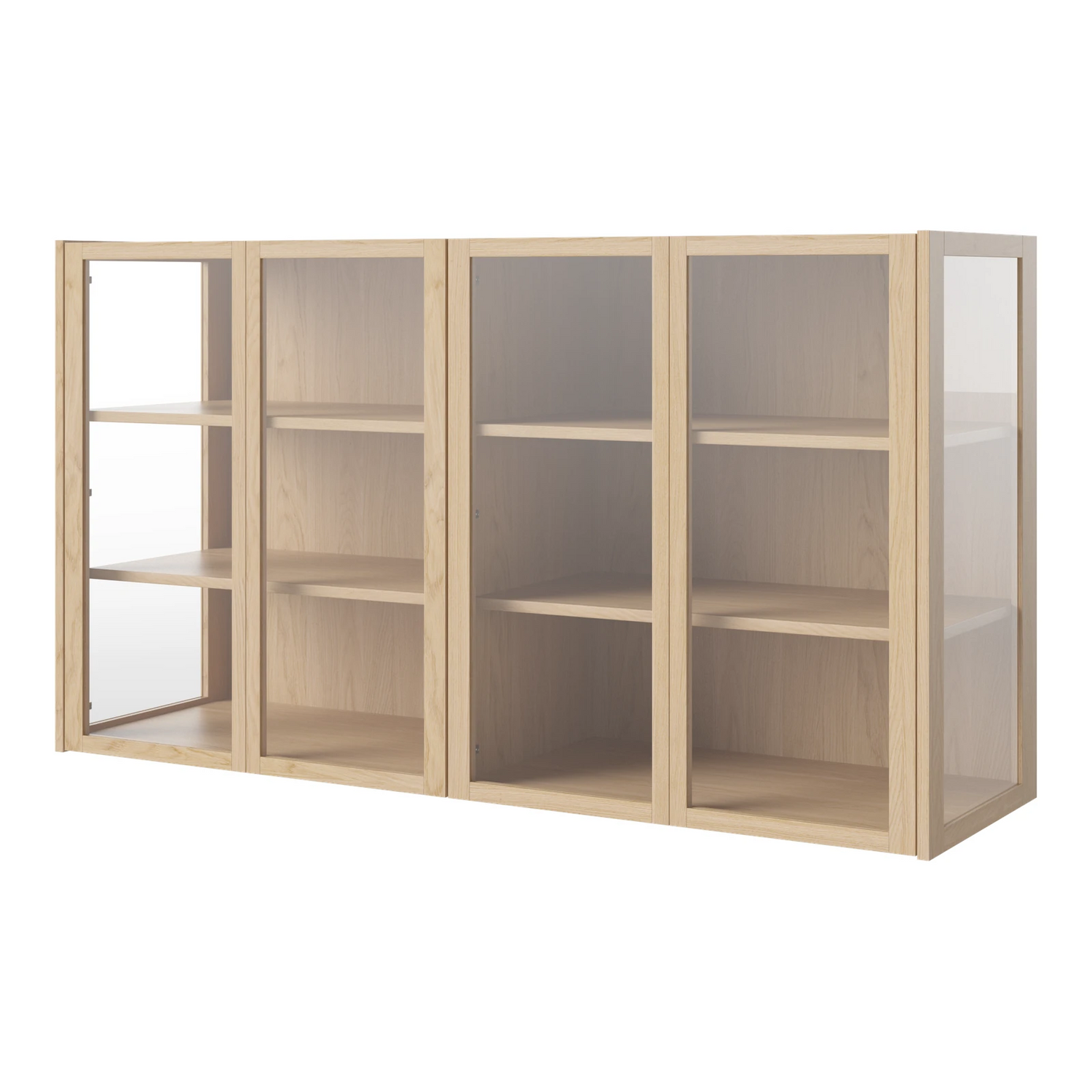 Cana Glas-Highboard mit 4 Türen, wandhängend, aus Eiche, geölt