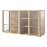 Cana Glas-Highboard mit 4 Türen, wandhängend, aus Eiche, geölt