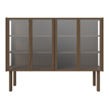Cana Glas-Highboard mit 4 Türen, aus Eiche, geölt