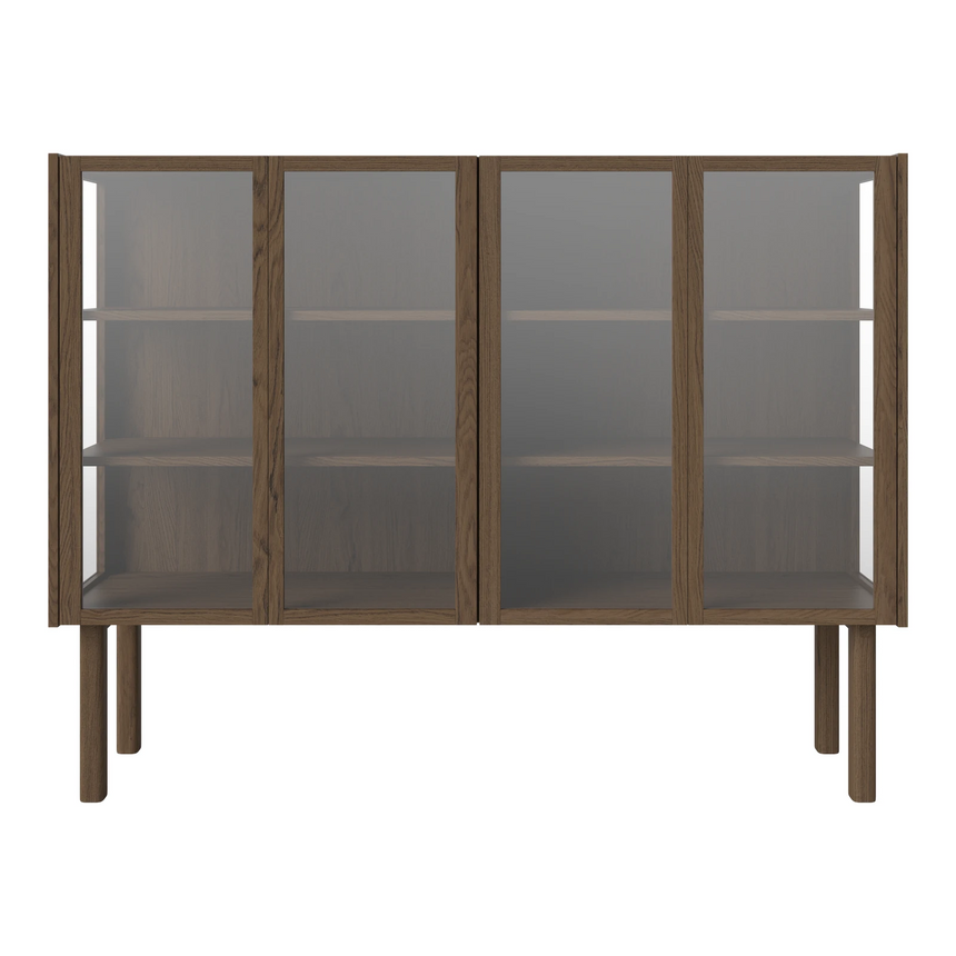 Cana Glas-Highboard mit 4 Türen, aus Eiche, geölt