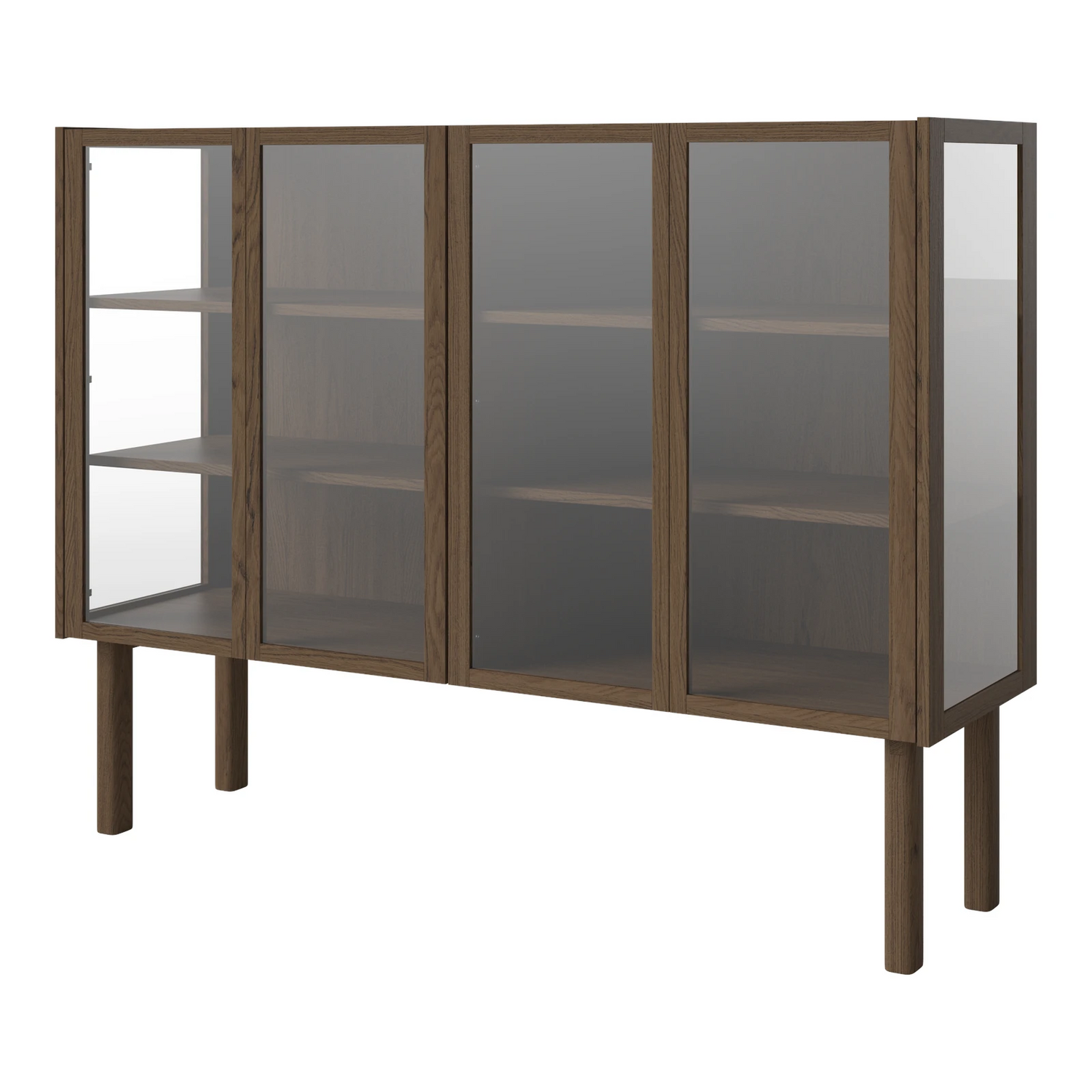 Cana Glas-Highboard mit 4 Türen, aus Eiche, geölt