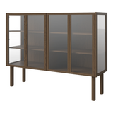 Cana Glas-Highboard mit 4 Türen, aus Eiche, geölt