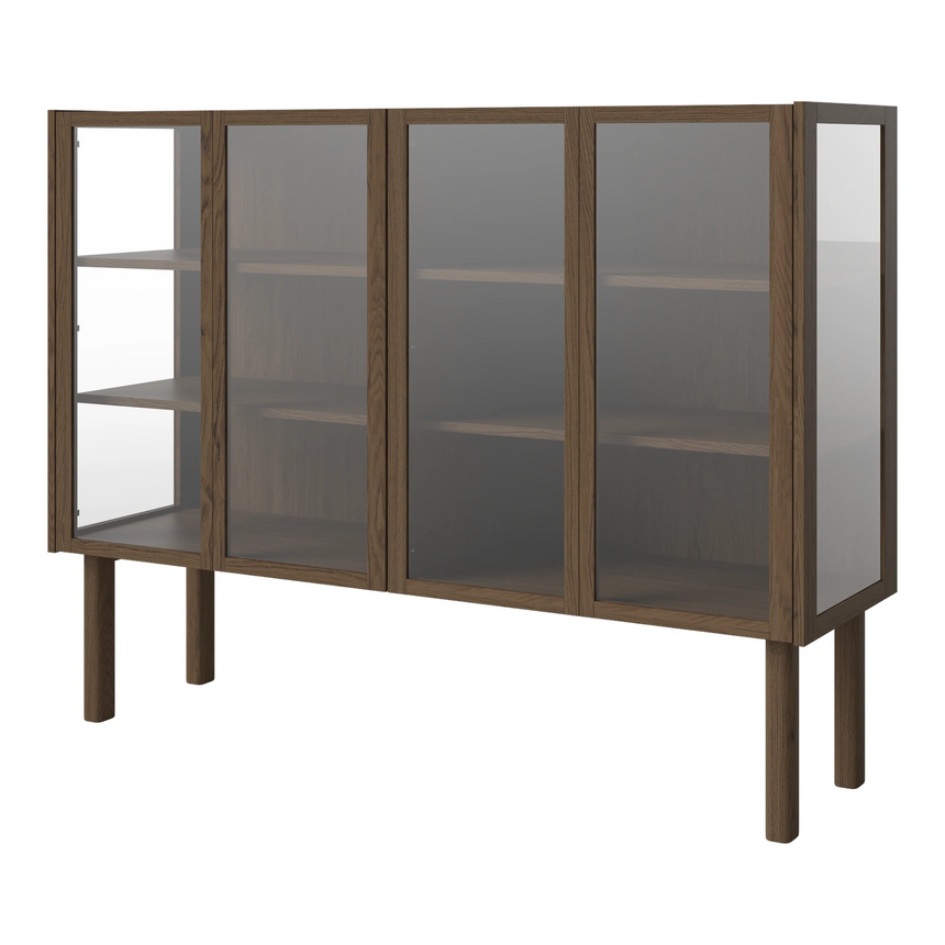 Cana Glas-Highboard mit 4 Türen, aus Eiche, geölt