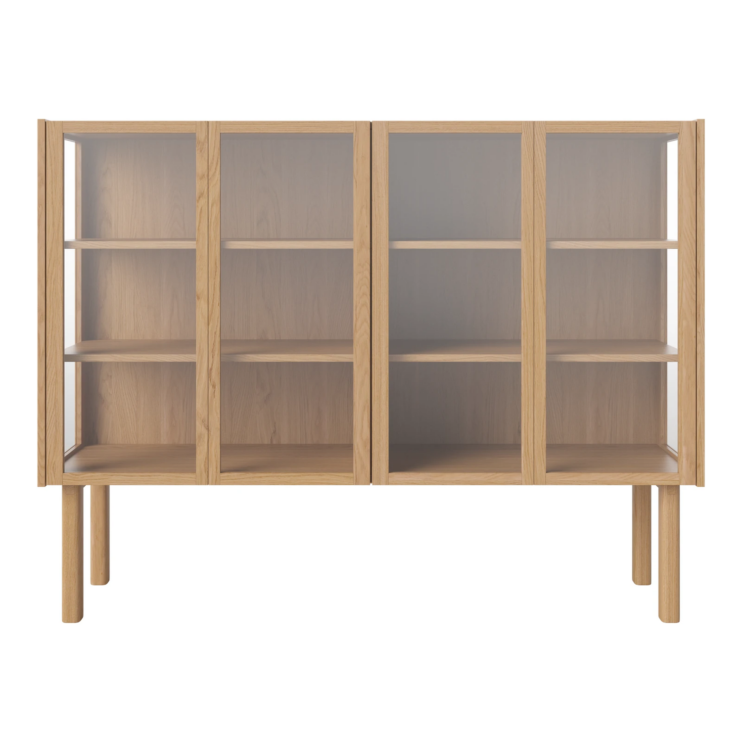 Cana Glas-Highboard mit 4 Türen, aus Eiche, geölt
