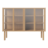 Cana Glas-Highboard mit 4 Türen, aus Eiche, geölt