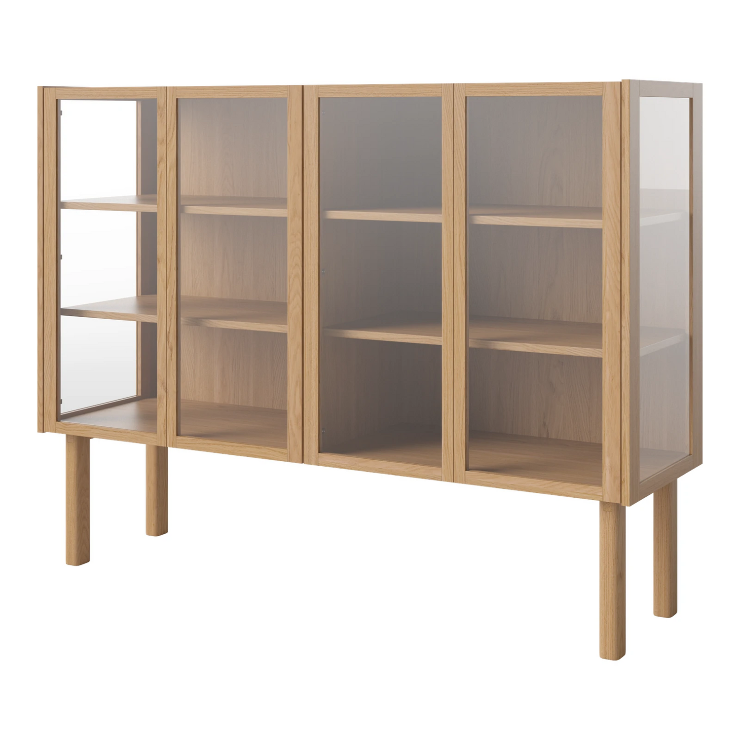 Cana Glas-Highboard mit 4 Türen, aus Eiche, geölt