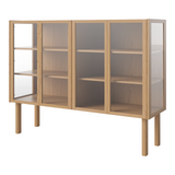 Cana Glas-Highboard mit 4 Türen, aus Eiche, geölt