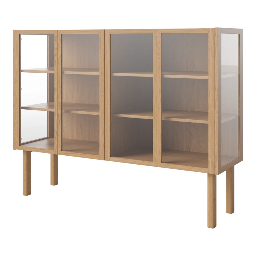 Cana Glas-Highboard mit 4 Türen, aus Eiche, geölt