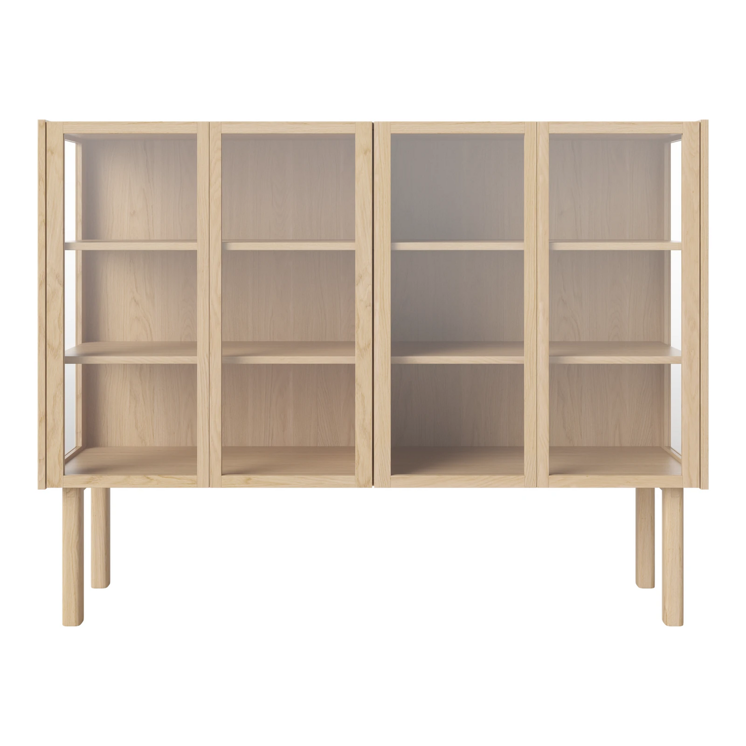 Cana Glas-Highboard mit 4 Türen, aus Eiche, geölt