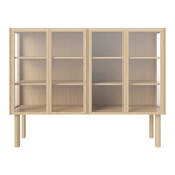 Cana Glas-Highboard mit 4 Türen, aus Eiche, geölt