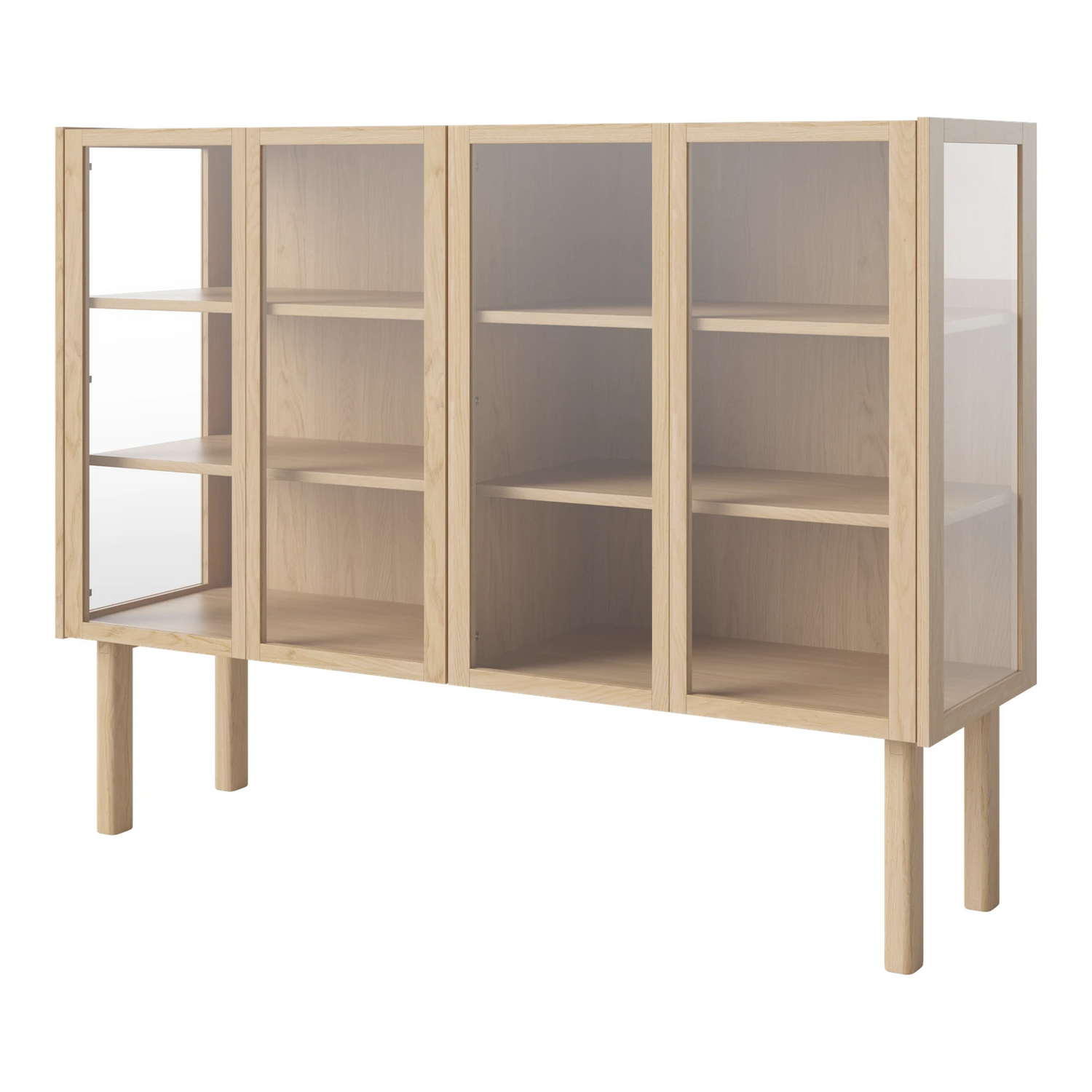 Cana Glas-Highboard mit 4 Türen, aus Eiche, geölt