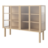 Cana Glas-Highboard mit 4 Türen, aus Eiche, geölt