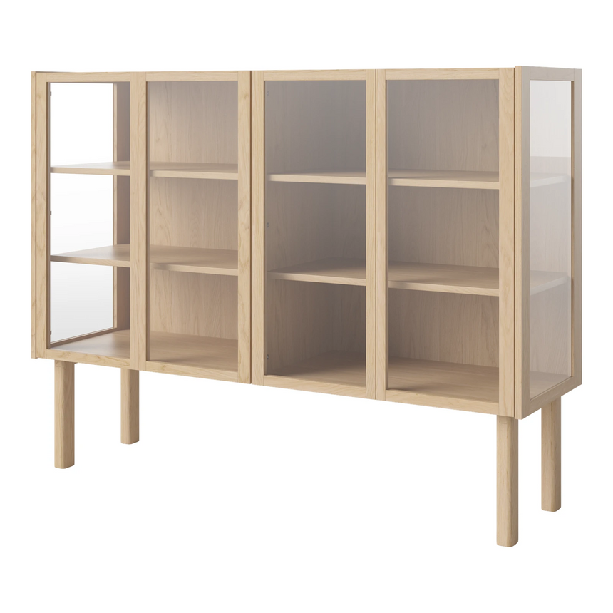 Cana Glas-Highboard mit 4 Türen, aus Eiche, geölt