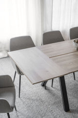CARRADALE Esstisch Weiß pigmentiert/Schwarz 220x100x75cm - ZEN ZONE