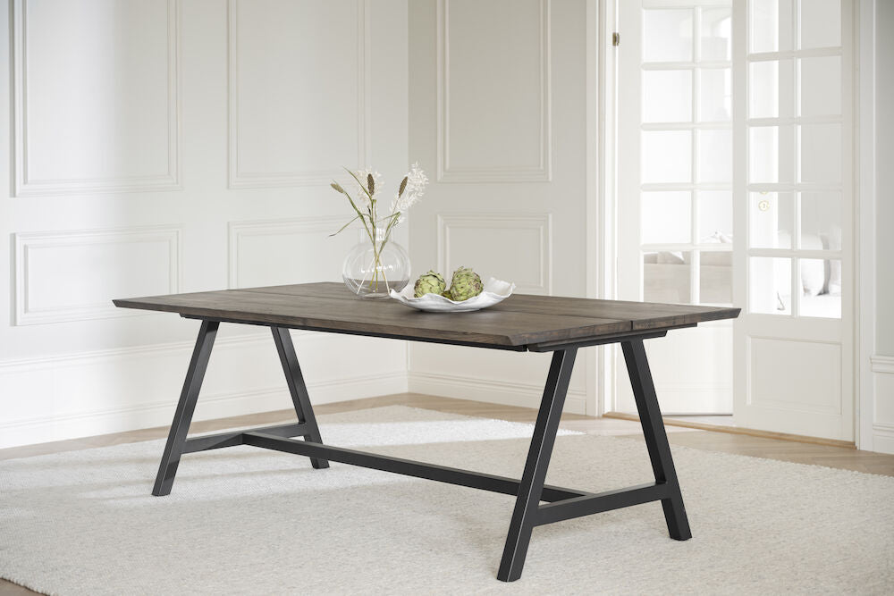 CARRADALE Esstisch Weiß pigmentiert/Schwarz A-Beine 220x100x75cm - ZEN ZONE