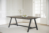CARRADALE Esstisch Weiß pigmentiert/Schwarz A-Beine 220x100x75cm - ZEN ZONE